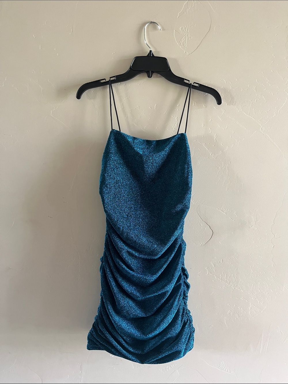 Rue21 Teal Shimmery Ruched Mini Dress